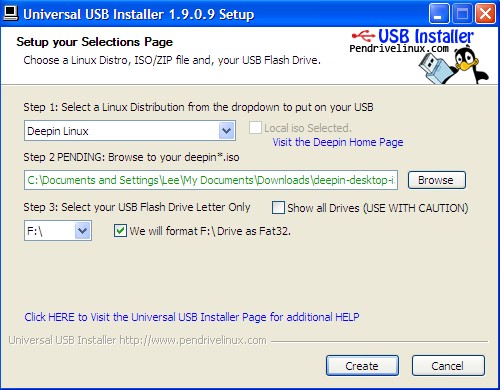 Universal USB Installer 增加对 Linux Deepin 的选项支持
